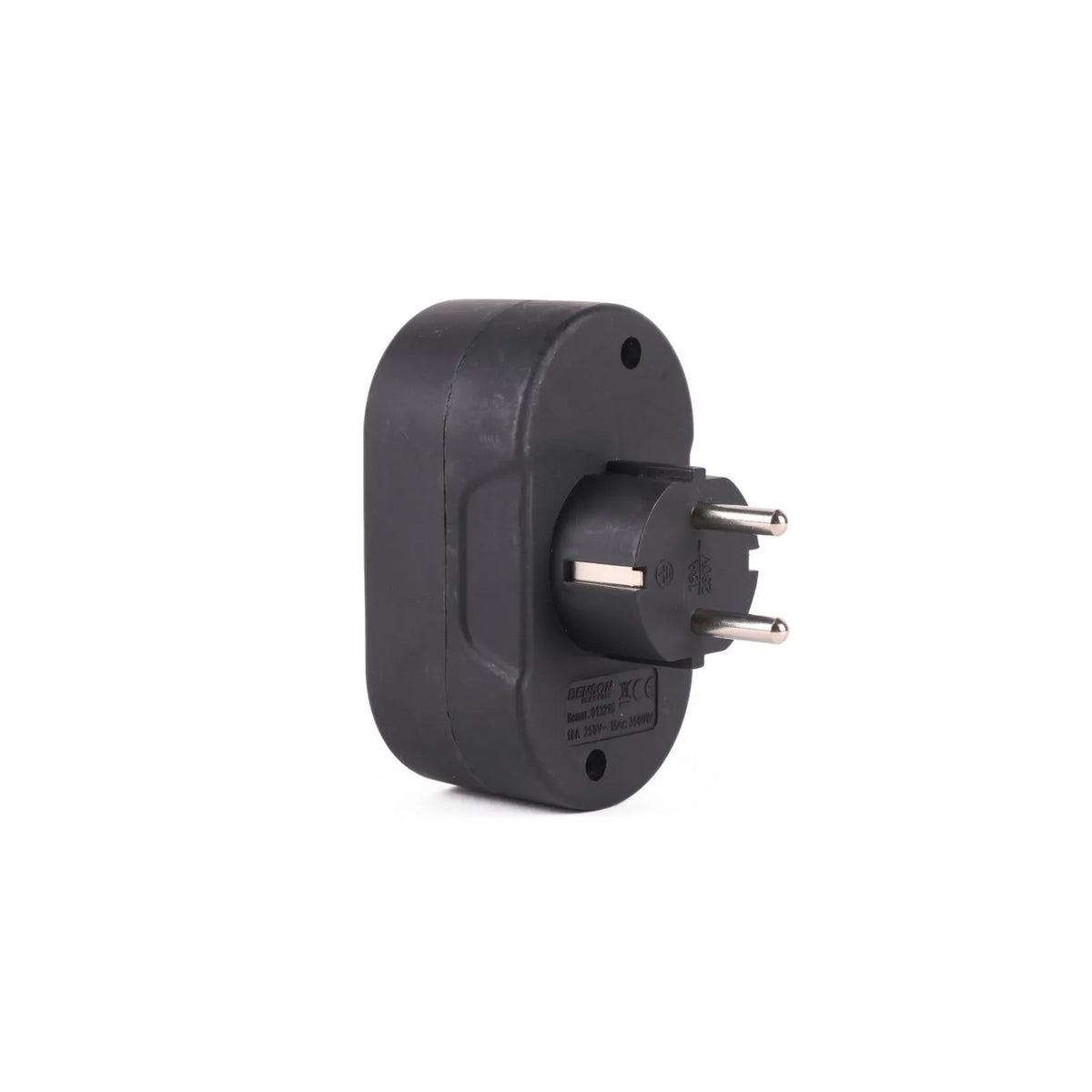 Benson Electric Stekker duo verloop + RA (horizontaal) zwart