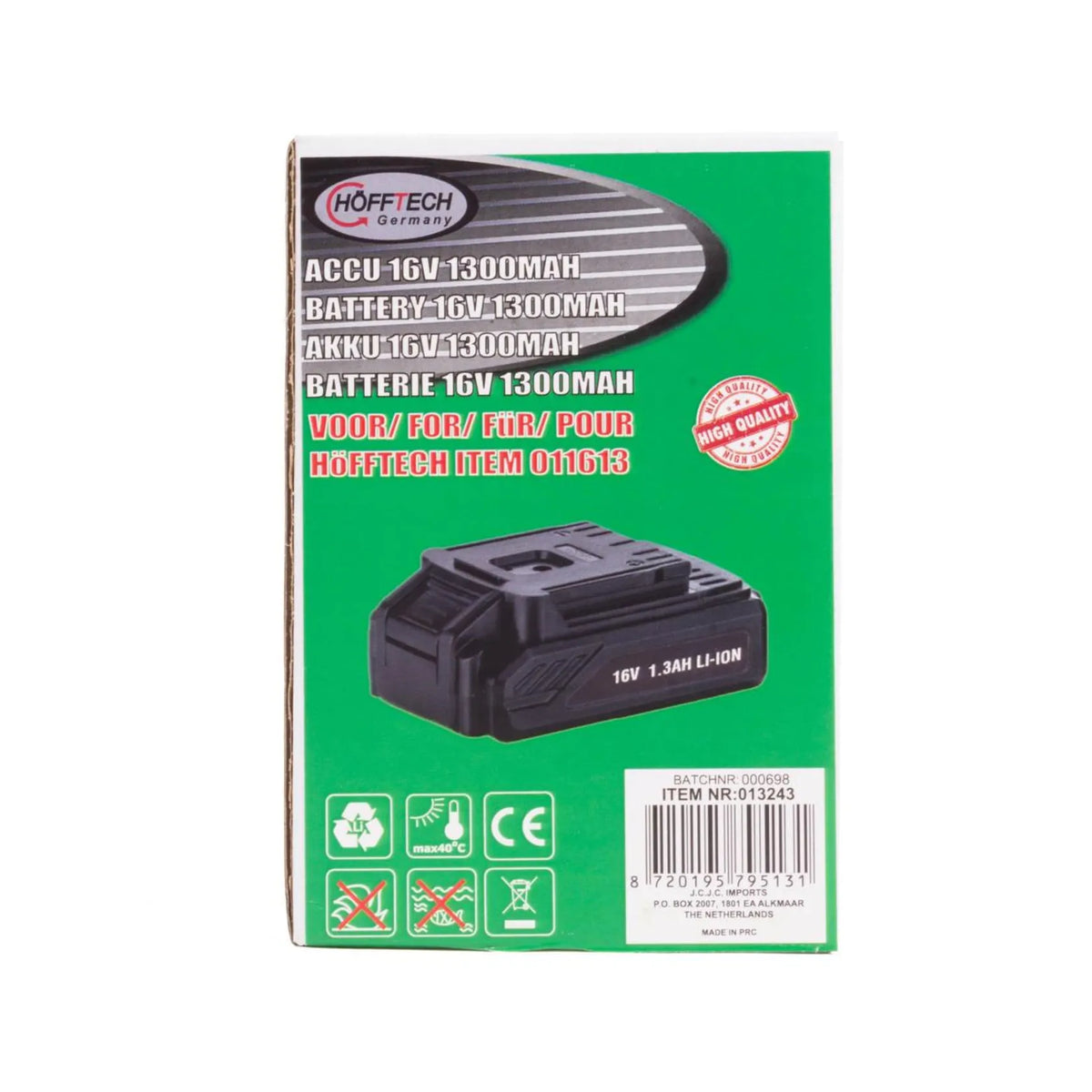 Höfftech Accu 16V 1300 mAh li-ion voor 011613
