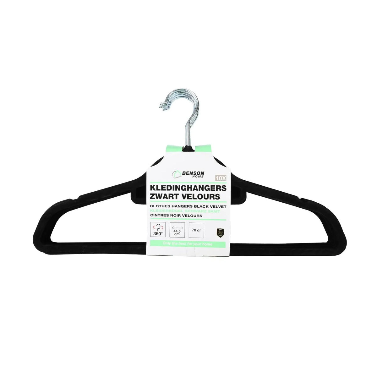 Benson Kledinghangers 10 dlg zwart velours
