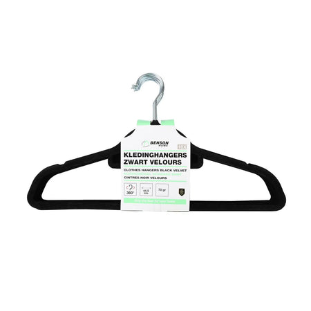 Benson Kledinghangers 10 dlg zwart velours
