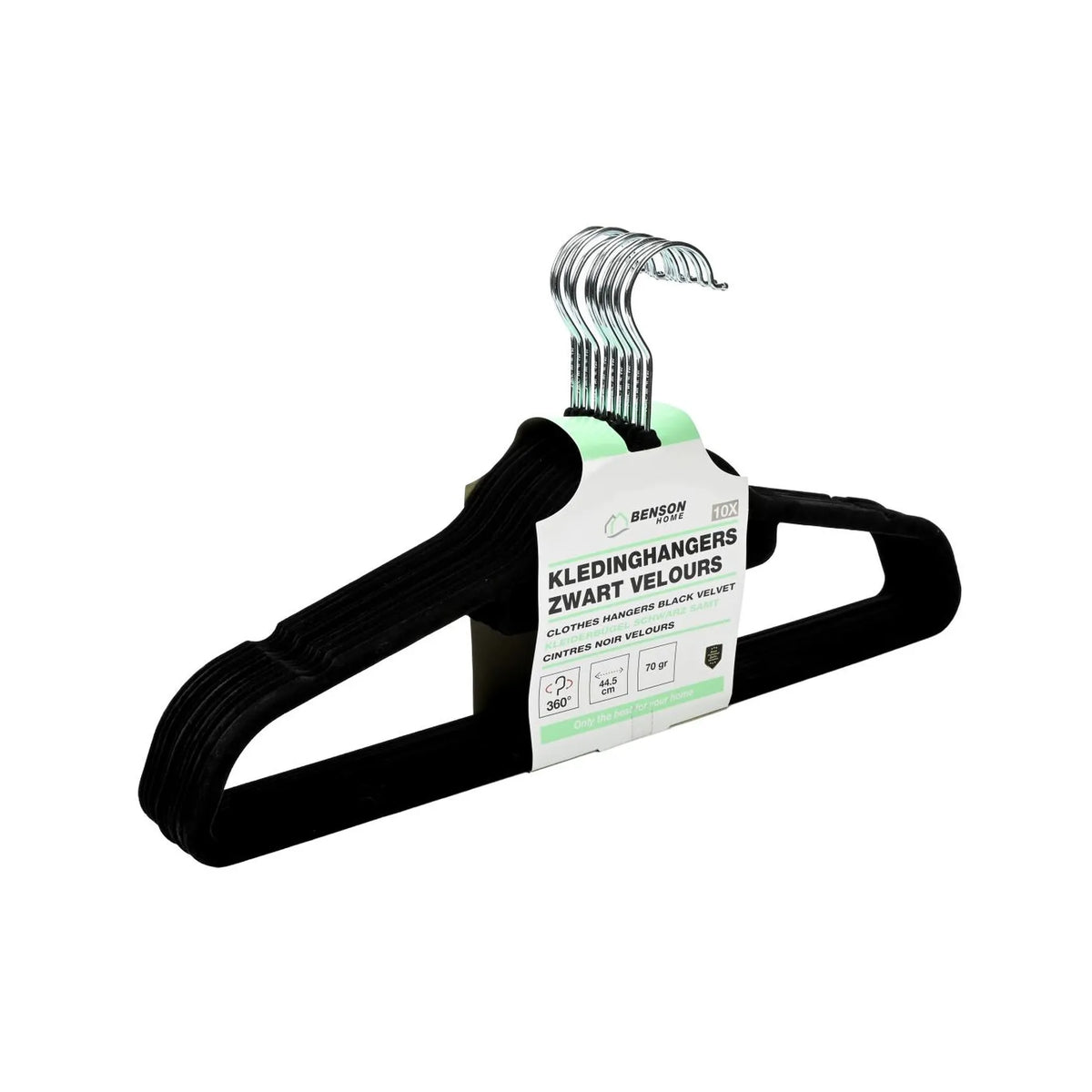 Benson Kledinghangers 10 dlg zwart velours