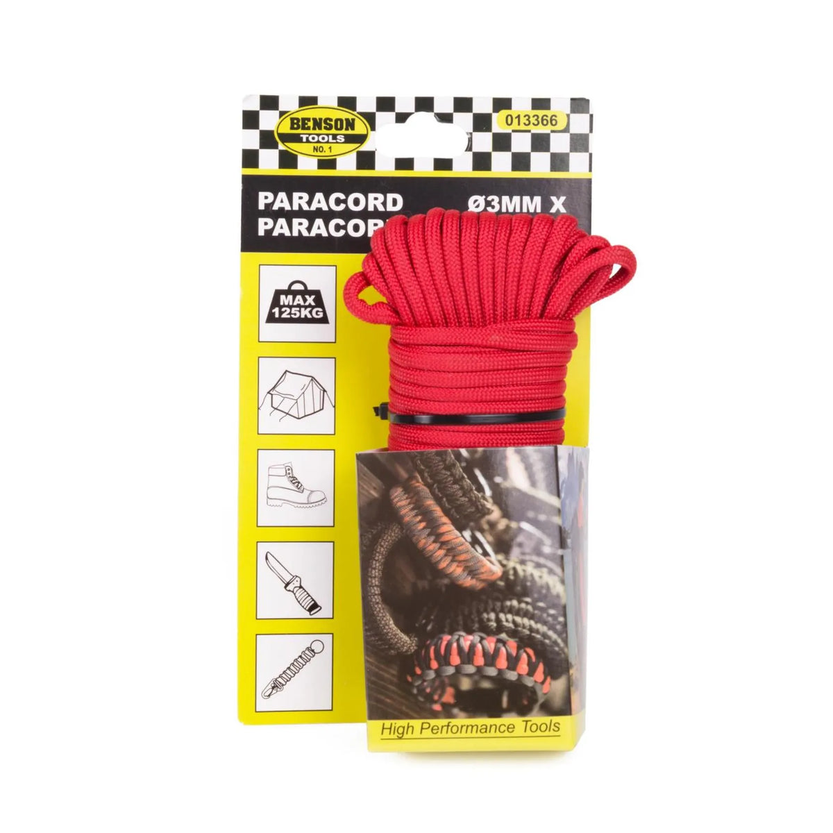 Benson Tools Touw paracord 3 mm x 15 mtr rood