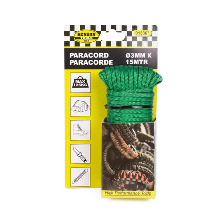 Benson Tools Touw paracord 3 mm x 15 mtr groen