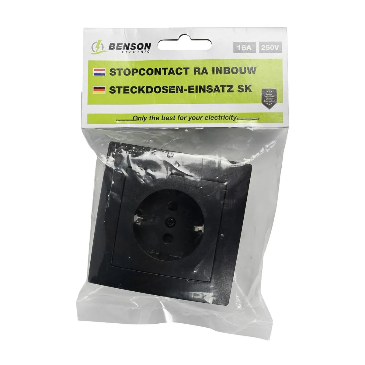 Benson Electric Stopcontact RA inbouw zwart