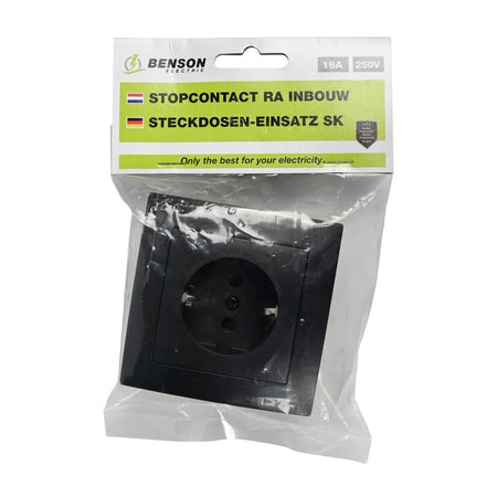 Benson Electric Stopcontact RA inbouw zwart