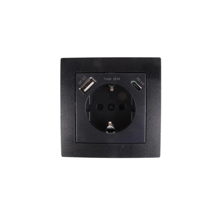 Benson Electric Stopcontact RA inbouw met USB-A/C zwart