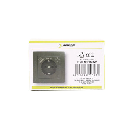 Benson Electric Stopcontact RA inbouw met USB-A/C zwart