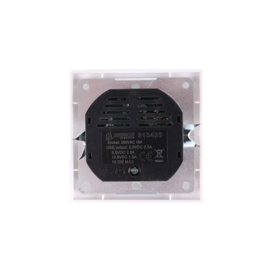 Benson Electric Stopcontact RA inbouw met USB-A/C wit