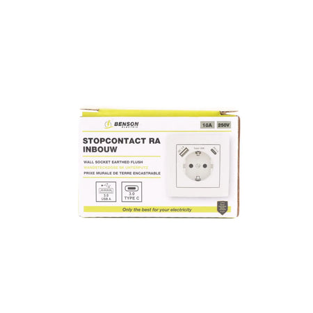 Benson Electric Stopcontact RA inbouw met USB-A/C wit