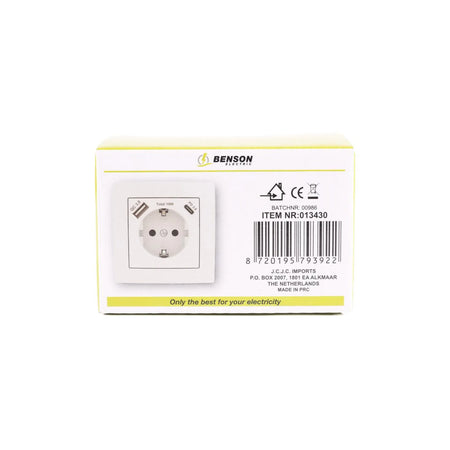 Benson Electric Stopcontact RA inbouw met USB-A/C wit