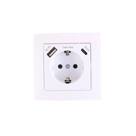Benson Electric Stopcontact RA inbouw met USB-A/C wit