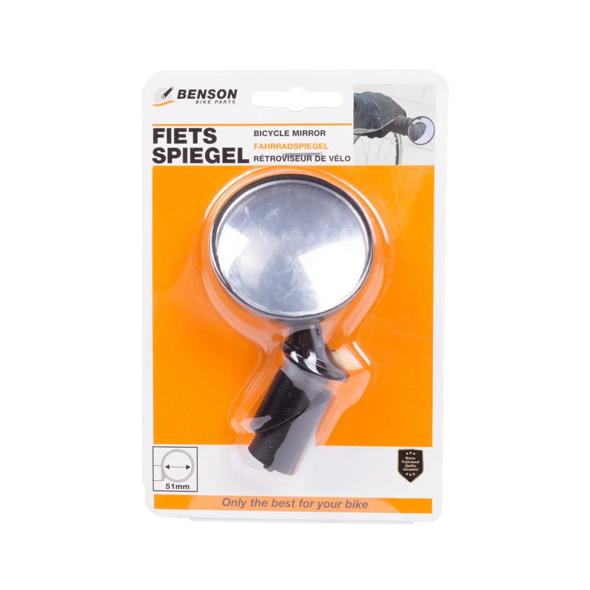 Benson Bike Parts Fiets achteruitkijkspiegel 51 mm stuureinde bevestiging