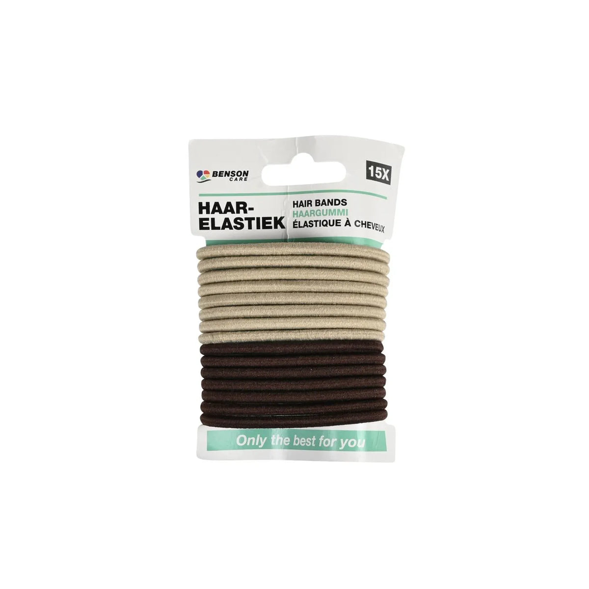 Benson Care Haarelastiek 15 dlg beige / bruin