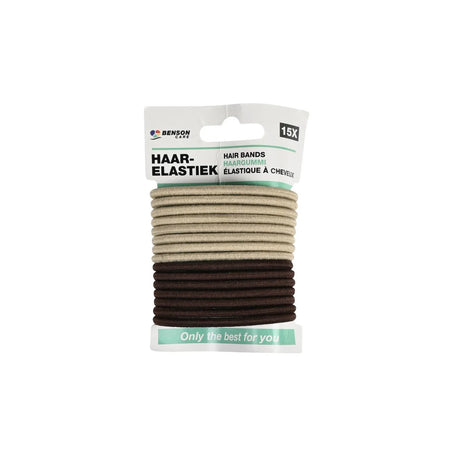 Benson Care Haarelastiek 15 dlg beige / bruin