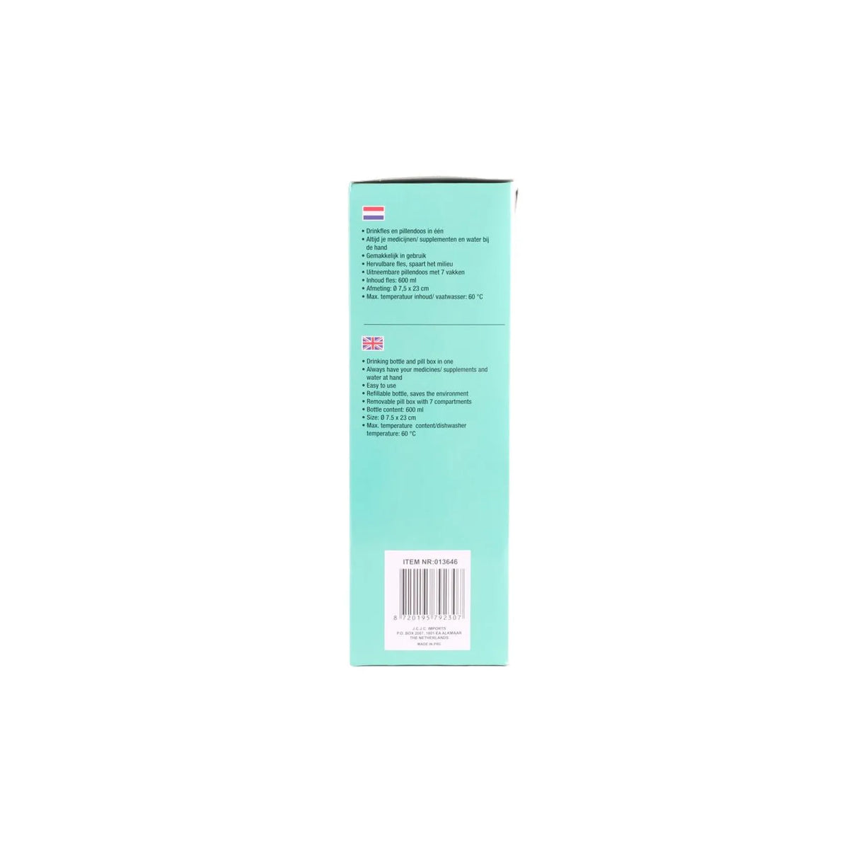 Benson Care Drinkfles + pillendoos 600 ml mix