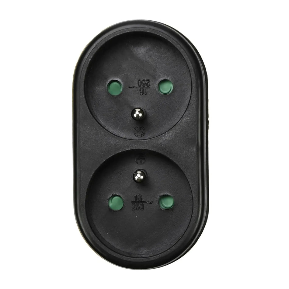 Benson Electric Stekker type E duo verloop zwart