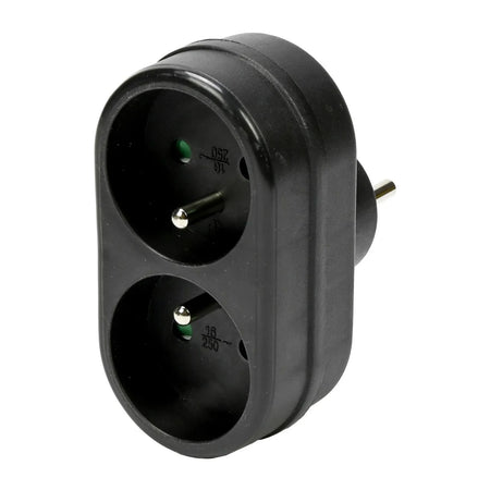 Benson Electric Stekker type E duo verloop zwart