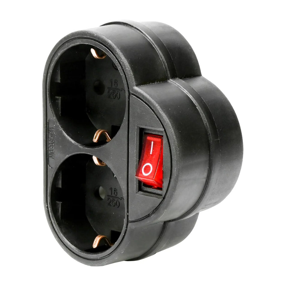 Benson Electric Stopcontact duo RA + schakelaar zwart