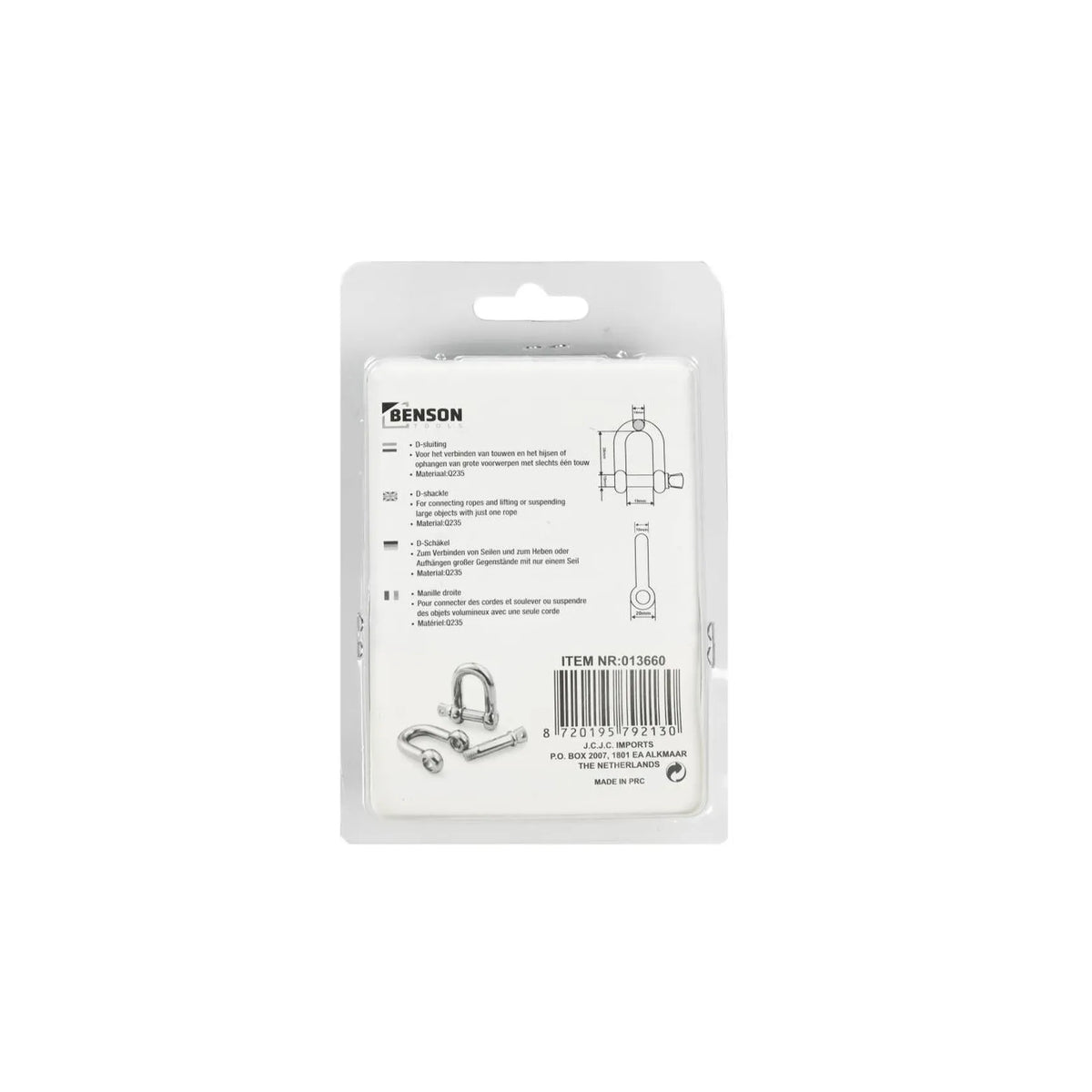 Benson Tools D-sluiting 10 mm 2 dlg