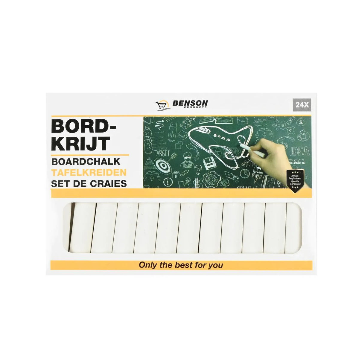 Benson Products Bordkrijt wit 24 dlg