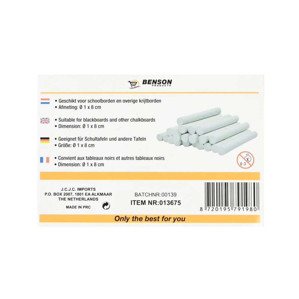 Benson Products Bordkrijt wit 24 dlg
