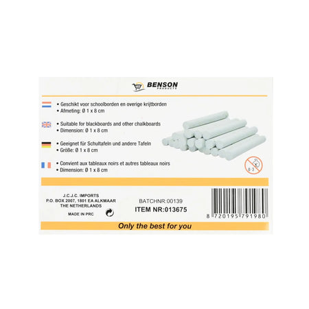 Benson Products Bordkrijt wit 24 dlg