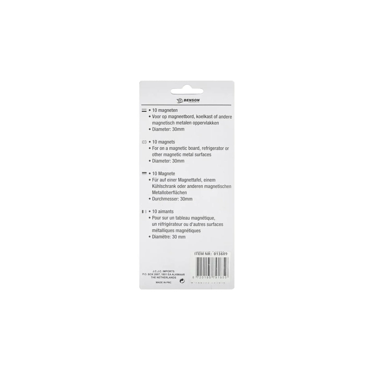 Benson Magneet 30 mm 10 dlg zwart
