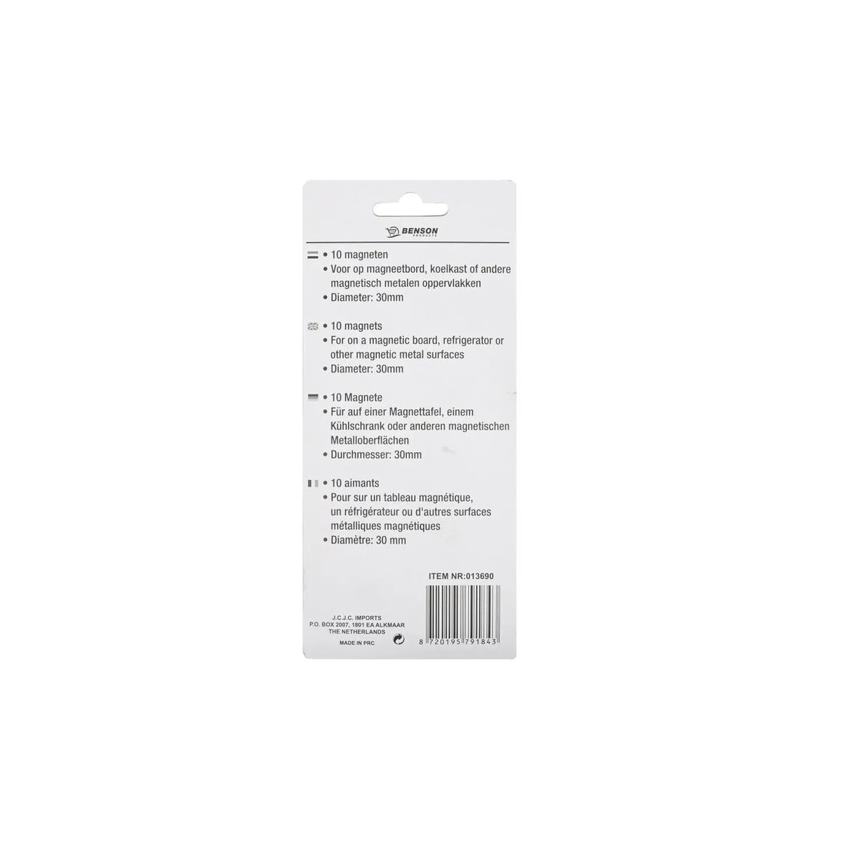 Benson Magneet 30 mm 10 dlg wit