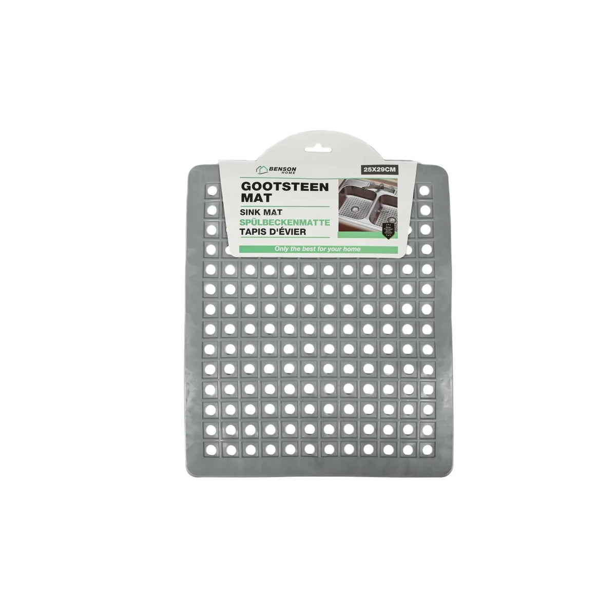 Benson Gootsteenmat PVC vierkant grijs