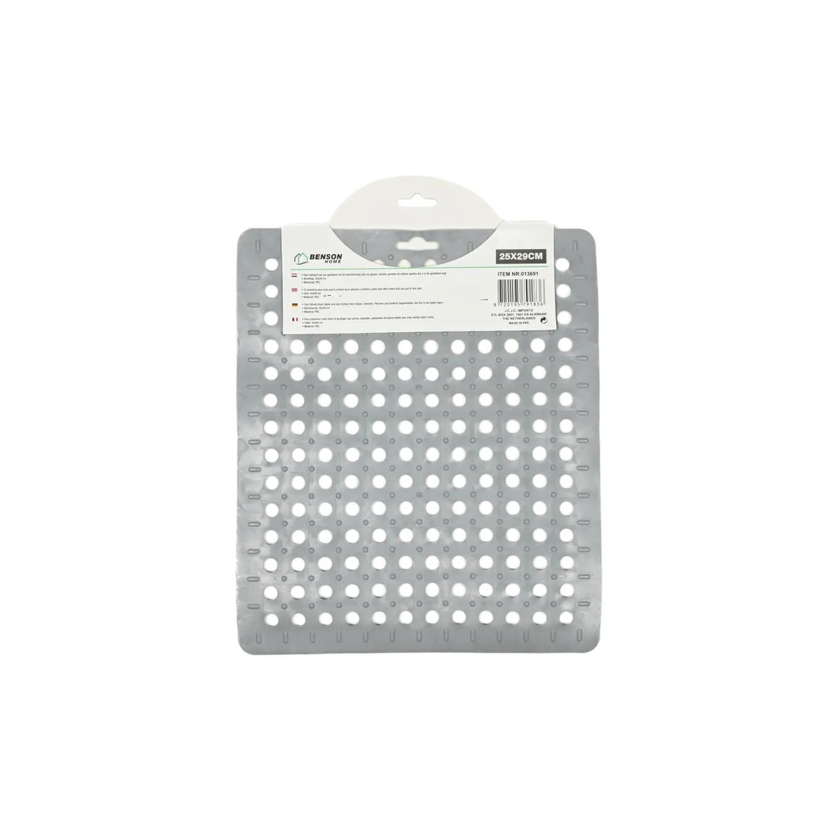 Benson Gootsteenmat PVC vierkant grijs