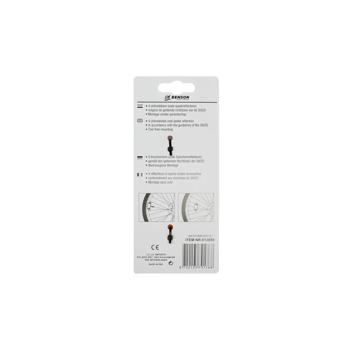 Benson Bike Parts Fiets reflector set k-mark 4 dlg