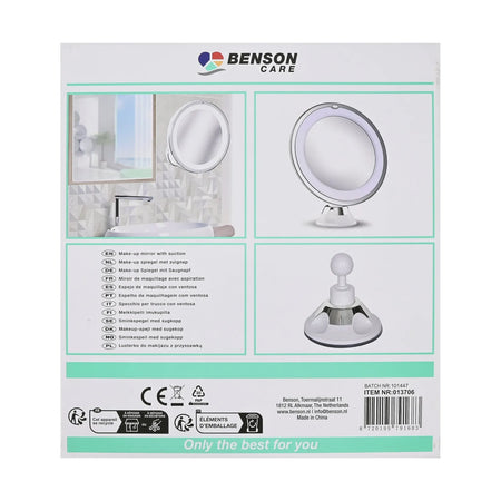 Benson Care Make-up spiegel 21 LED + zuignap wit