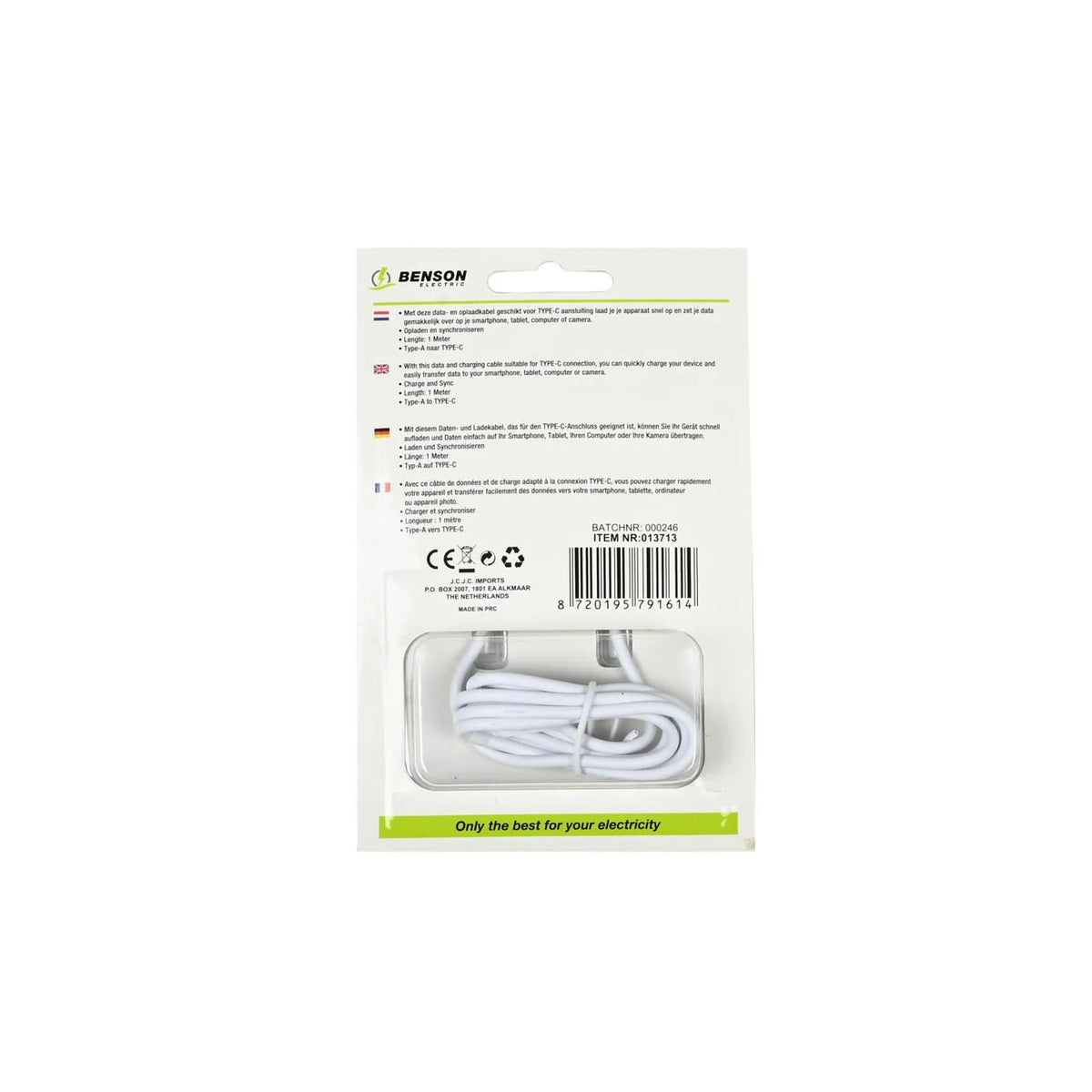 Benson Electric USB type-C kabel 1 mtr