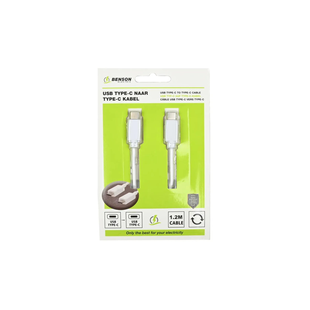 Benson Electric USB type-C naar type-C kabel 1.2 mtr