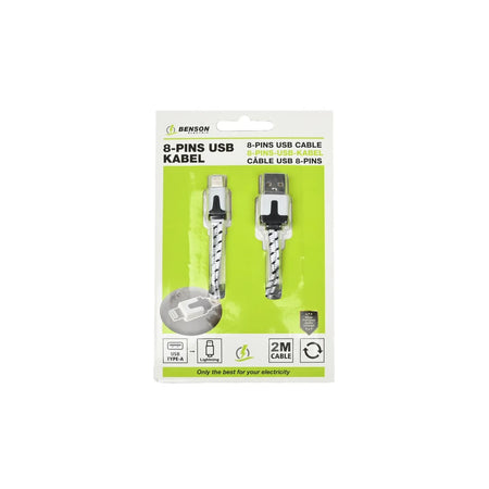 Benson Electric USB lightning kabel 2 mtr nylon