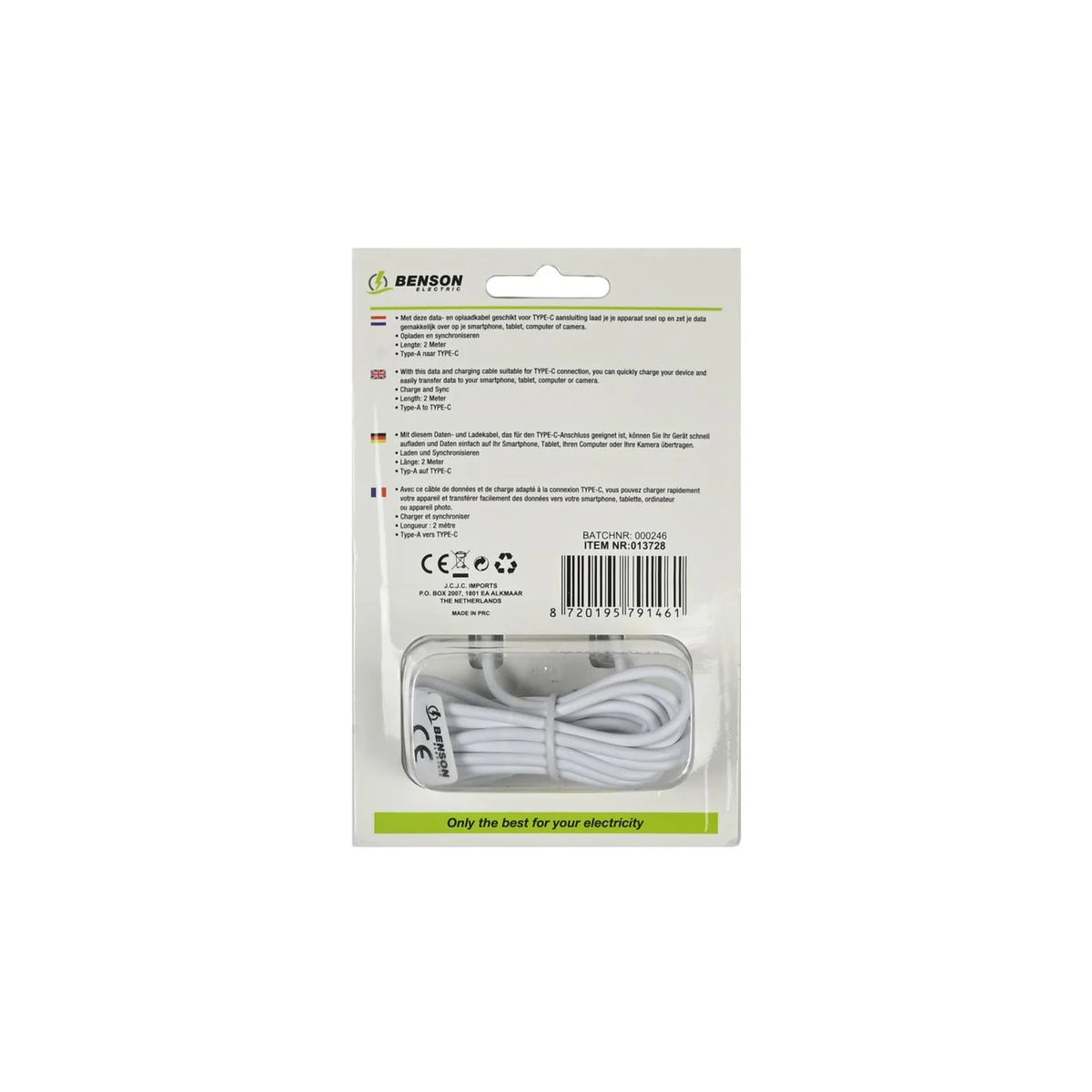 Benson Electric USB type-C kabel 2 mtr