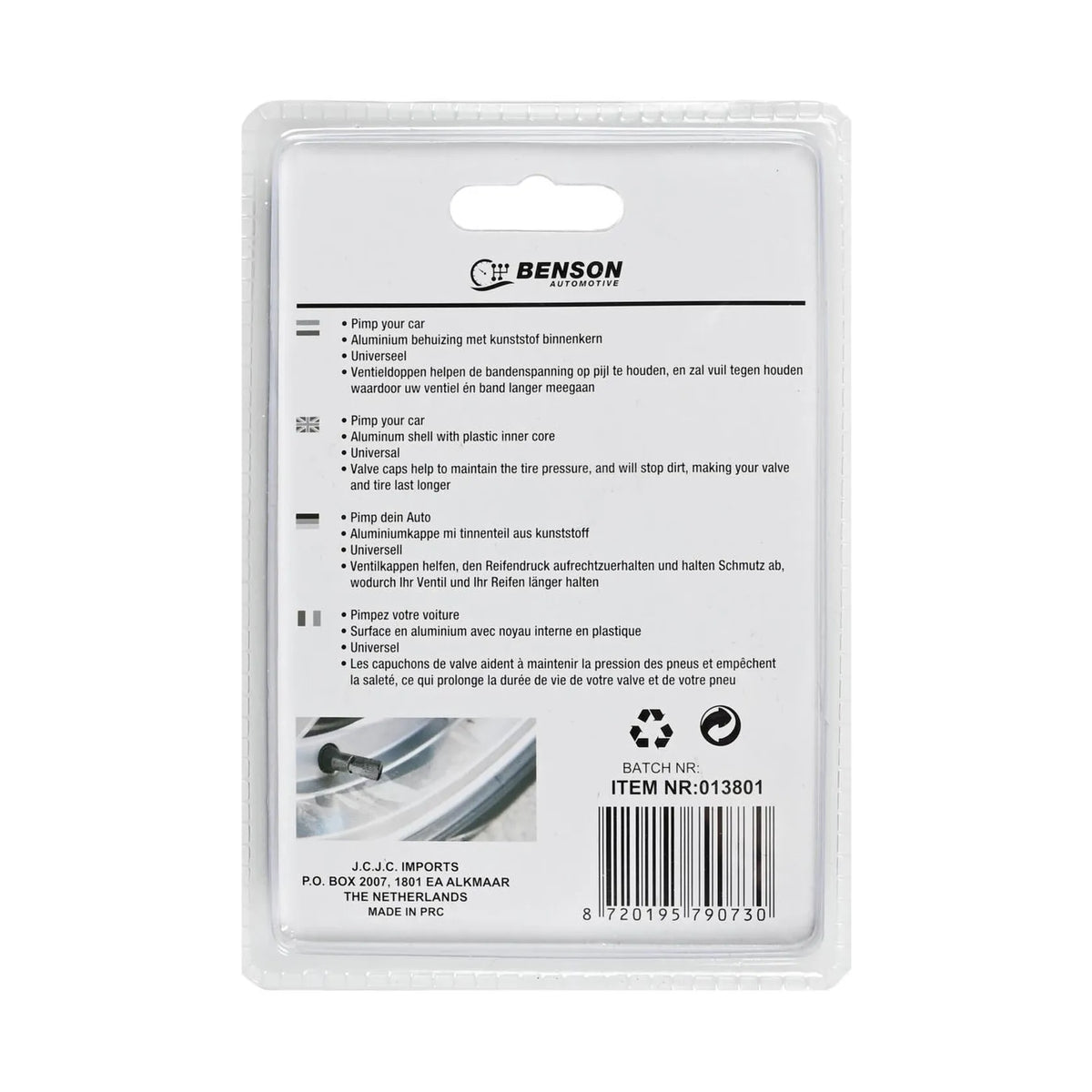 Benson Automotive Ventieldoppen 4 dlg aluminium zwart