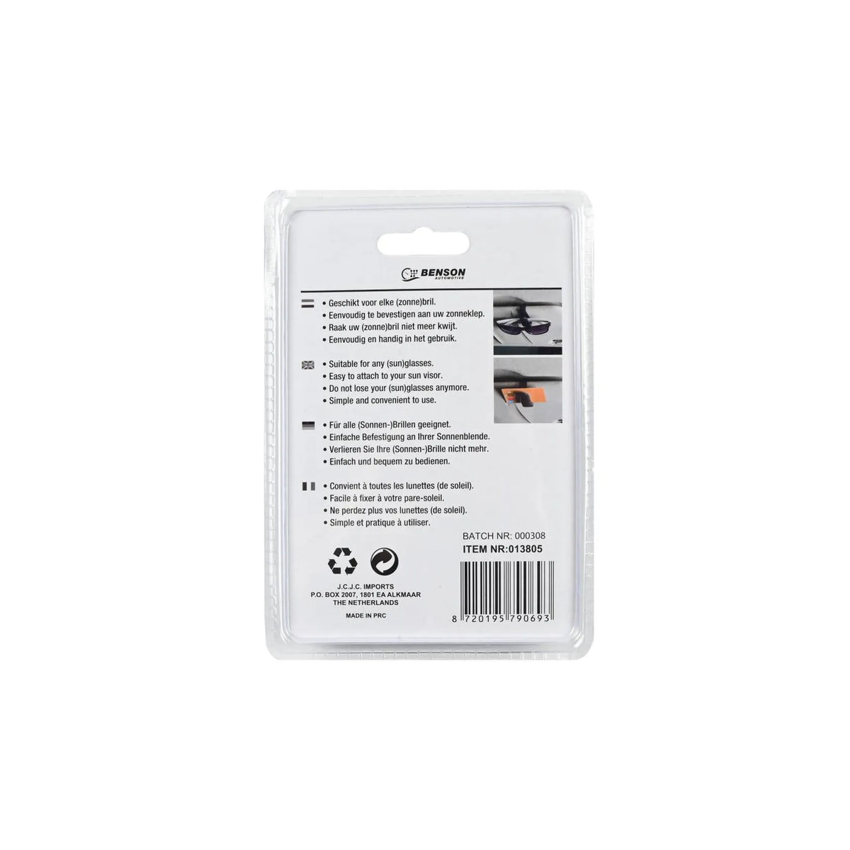 Benson Automotive Zonneklep klem voor zonnebrillen