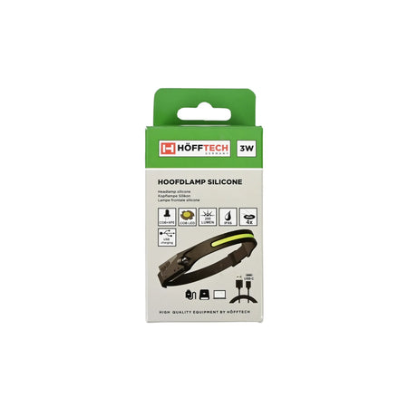 Höfftech Hoofdlamp silicone 3W LED + COB oplaadbaar + PIR