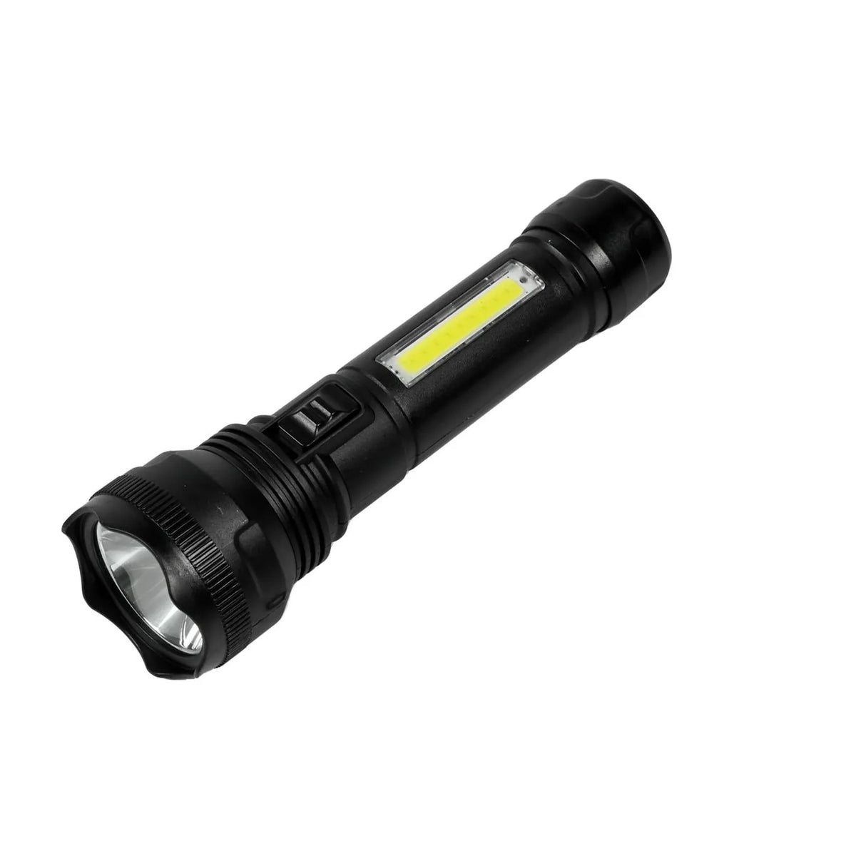 Höfftech Zaklamp 1W LED + 3W COB oplaadbaar zwart