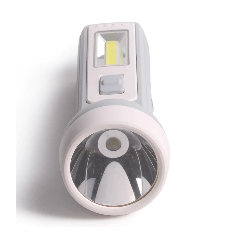 Höfftech Zaklamp 1W LED + 1W COB oplaadbaar grijs