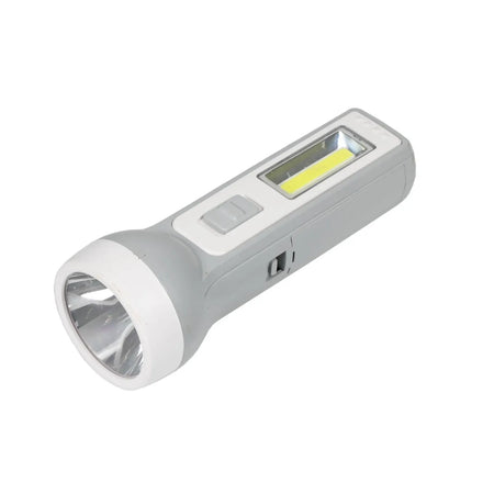 Höfftech Zaklamp 1W LED + 1W COB oplaadbaar grijs