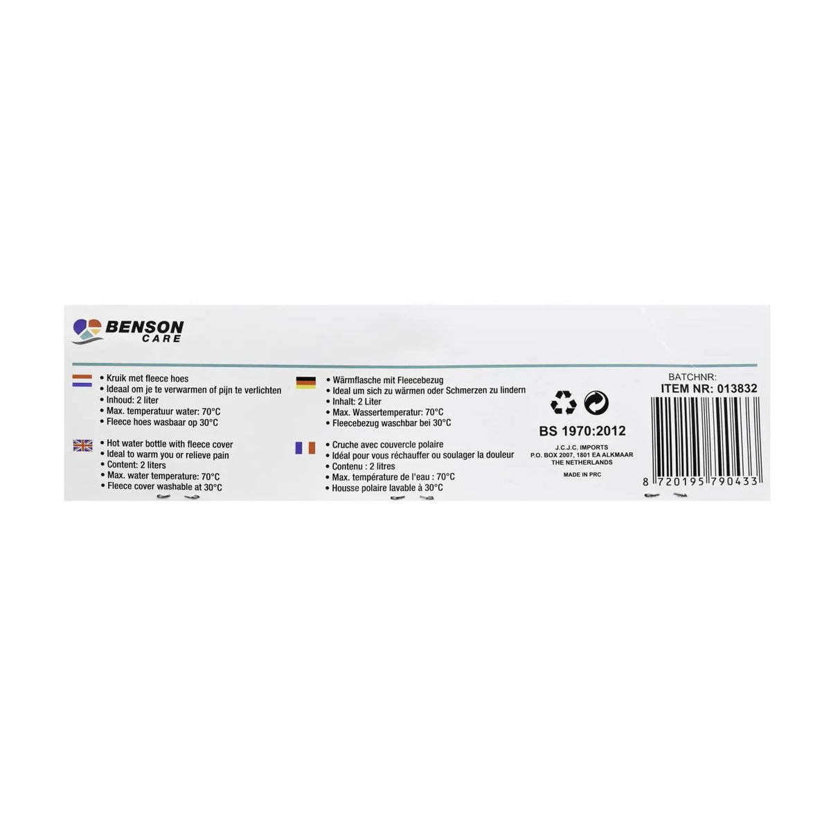 Benson Care Kruik met fleece hoes 2 ltr