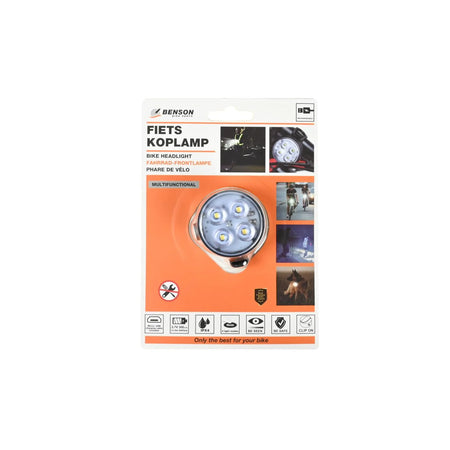 Benson Bike Parts Fietslamp USB oplaadbaar wit inclusief clip