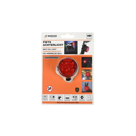Benson Bike Parts Fietslamp USB oplaadbaar rood inclusief clip