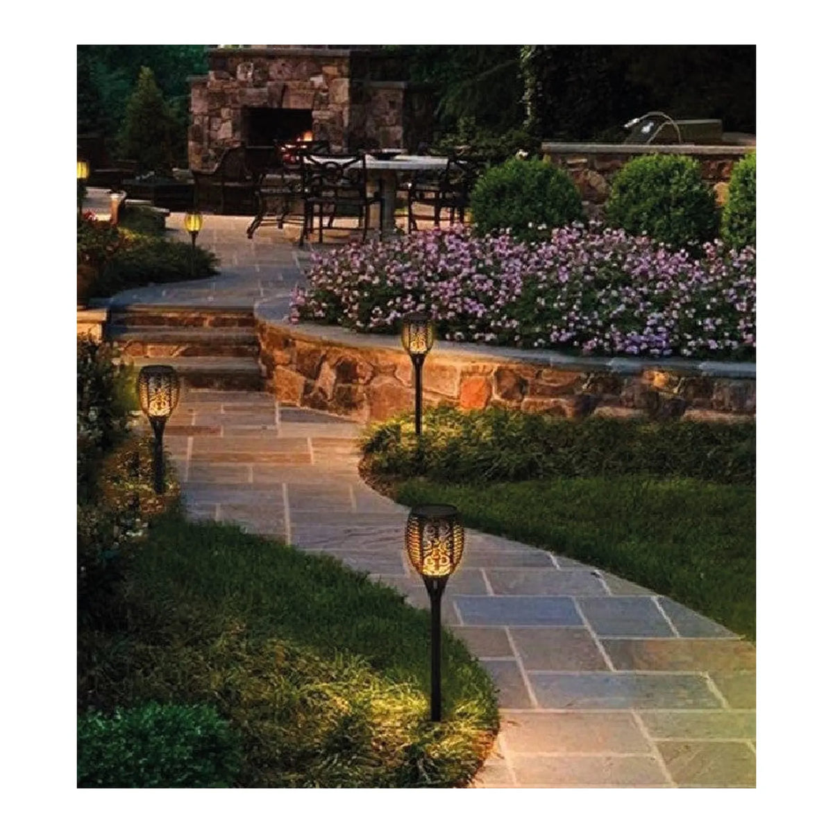 Benson Garden Tuinlamp solar fakkel 74 cm flame effect 2 dlg