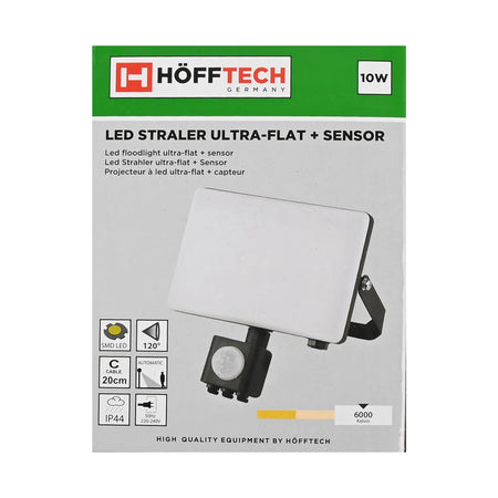 Höfftech LED straler ultra flat 10W IP44 + sensor
