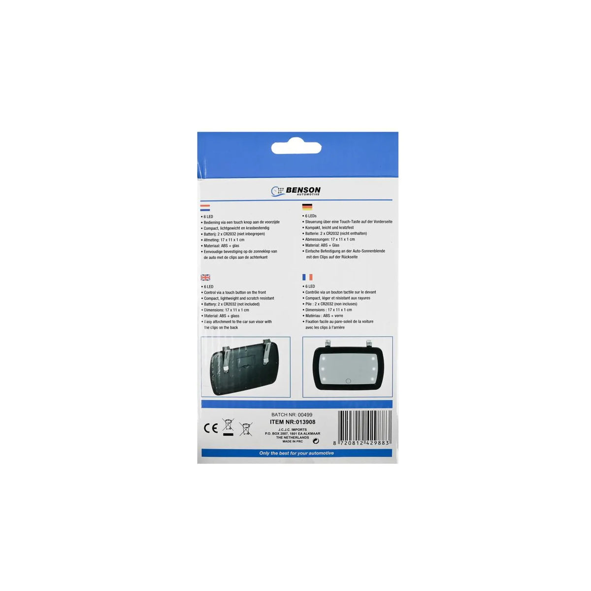 Benson Automotive Spiegel make-up 6 LED auto