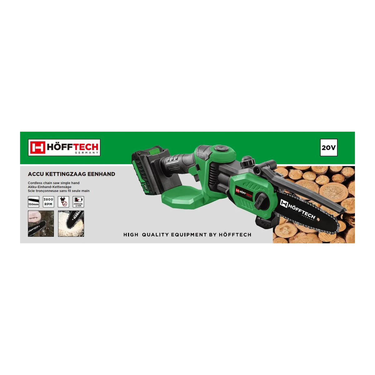 Höfftech Accu kettingzaag eenhand 20V 2000 mAh