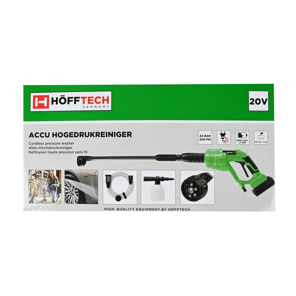 Höfftech Accu hogedrukreiniger 20V 2000 mAh